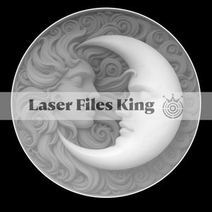 Dieptekaart met vezellaser 3D PNG-bestand / Dieptegravure / Messing munt / Afbeeldingen van hoge kwaliteit / Ezcad2 / Lightburn / Zon & Maan