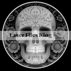 Carte de profondeur découpée au laser à fibre (fichier PNG 3D) / Gravure en profondeur / pièce en laiton / images de haute qualité / ezcad2 / lightburn / Fichier prêt / crâne / HD