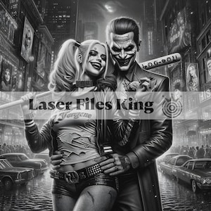 Fichiers en niveaux de gris / Images de gravure laser 3D / Images HD pour la gravure laser / Illusion 3D / Gravure en relief / Joker et Harley 8k