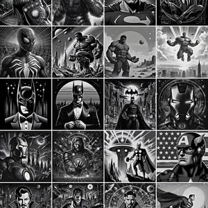 Grayscale Files / 3D Laser Engraving Images / HD Laser Engraving Images / 3D Illusion / Relief Engraving / 8K / Retro Heroes