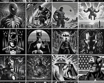 Grayscale Files / 3D Laser Engraving Images / HD Laser Engraving Images / 3D Illusion / Relief Engraving / 8K / Retro Heroes