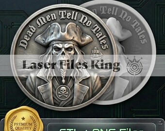 PNG file Fiber Laser cut depth map/Depth engraving/3D/brass coin/high quality images/ezcad2/lightburn/Ready image/bundle/pack/ Pirate