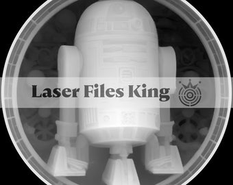 Fiber Laser cut depth map 3D PNG file / Depth engraving / brass coin / high quality images / ezcad2 / lightburn / R2 - D2 star