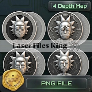 4 PNG-filer Fiberlaserskärd djupkarta / Djupgravering / 3D-gravering / mässingsmynt / högkvalitativa bilder / ezcad2 / lightburn / Färdig bild