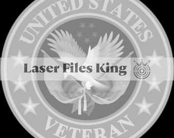 Carte de profondeur découpée au laser à fibre (fichier PNG 3D) / Gravure en profondeur / Pièce en laiton / Images de haute qualité / Ezcad2 / Lightburn / Symbole des vétérans américains