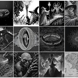 Fichier en niveaux de gris / Images de gravure laser 3D / Images de gravure laser HD / Illusion 3D / Gravure en relief / Le Seigneur des Anneaux 8K