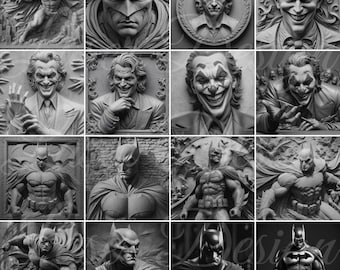 Grayscale Files / 3D Laser Engraving Images / HD Laser Engraving Images / 3D Illusion / Relief Engraving / 8K / Bat & Joke
