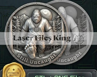 PNG file Fiber Laser cut depth map/Depth engraving/3D/brass coin/high quality images/ezcad2/lightburn/Ready image/bundle/pack/ Sasquatch