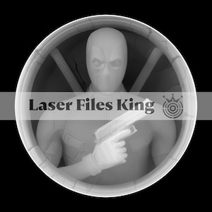 Carte de profondeur découpée au laser à fibre Fichier PNG 3D / Gravure en profondeur / pièce de monnaie en laiton / images de haute qualité / ezcad2 / lightburn / Deadpool avec arme