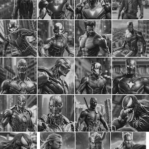 Fichiers en niveaux de gris / Images de gravure laser 3D / Images HD pour gravure laser / Illusion 3D / Gravure en relief / 8K / Super Hero