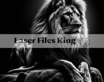 Archivos en escala de grises / Imágenes de grabado láser 3D / Imágenes de grabado láser HD / Ilusión 3D / Grabado en relieve / León 8K