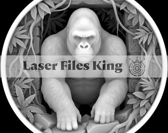 Depth Map/PNG/Laser/Engraving/File/3D/Illusion/Relief/HD/LightBurn/Glowforge/xTool/cnc/8K/Cut/BlackWhite/4K/ezcad/svg/Fiber/dxf/USA/gorilla