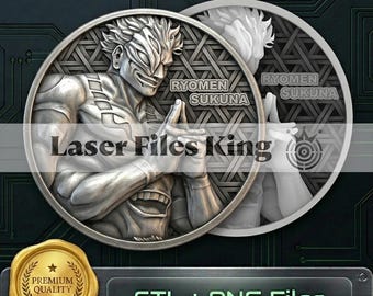 PNG file Fiber Laser cut depth map/Depth engraving/3D/brass coin/high quality images/ezcad2/lightburn/Ready image/bundle/pack/ Manga