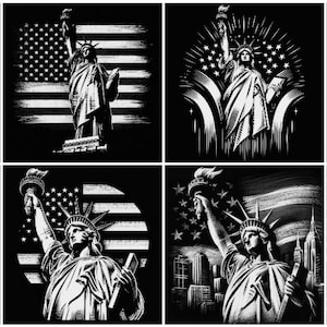 Fichier en niveaux de gris / Images de gravure laser 3D / Images de gravure laser HD / Illusion 3D / Gravure en relief / Statue de la Liberté