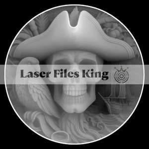 Fichier PNG 3D de carte de profondeur découpée au laser à fibre, gravure de profondeur, pièce de monnaie en laiton, images de haute qualité, ezcad2, brûlure lumineuse, crâne de pirate avec perroquet