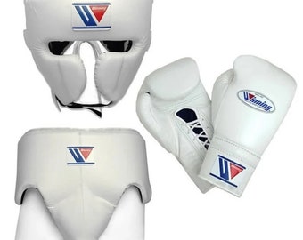 Ensemble complet de gants d'entraînement gagnants, protège-tête, protège-aine, cadeau pour lui, cadeau pour homme, cadeau de boxe, cadeau pour boxeur, club de boxe