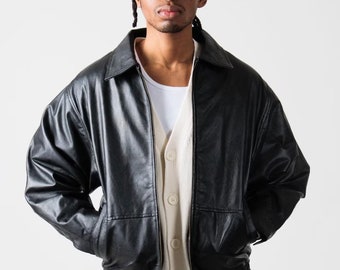 90’s Oversized Leather Jacket, Vintage Leather Jacket, Oversized Retro Jacket, Fall Jacket, Winter Jacket, Mens Premium Leather Jacket