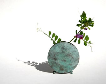 Round vases - blue-green patina