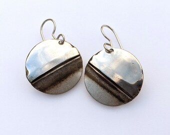 Black Sands - foldformed silver earrings