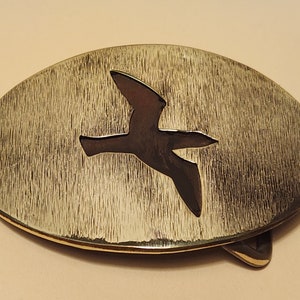 Seagull hand sawn belt buckle - solid brass - for 1.5in belt