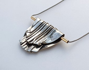 Silver Drape - foldformed silver pendant - hand-wrought