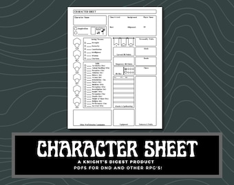 Hoja de personajes de Dungeons and Dragons / dnd personalizado, regalo dnd, regalo para dm, regalo para jugadores, TTRPG, RPG, archivos digitales para dnd