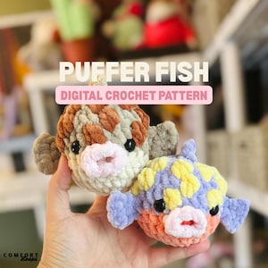 Puffin the Puffer Fish Pattern / NO SEW / Crochet Pattern / Crochet Fish / Crochet Market Make