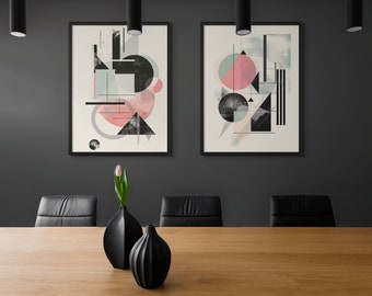 Minimalist Abstract Wall Art Prints | Set of 3 pieces | Mid Century Modern Art | Geometric Artful Art | Home Decor | Digital Download