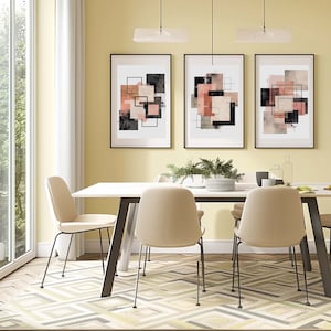 Minimalist Abstract Wall Art Prints | Set of 3 pieces | Mid Century Modern Art | Geometric Artful Art | Home Decor | Digital Download