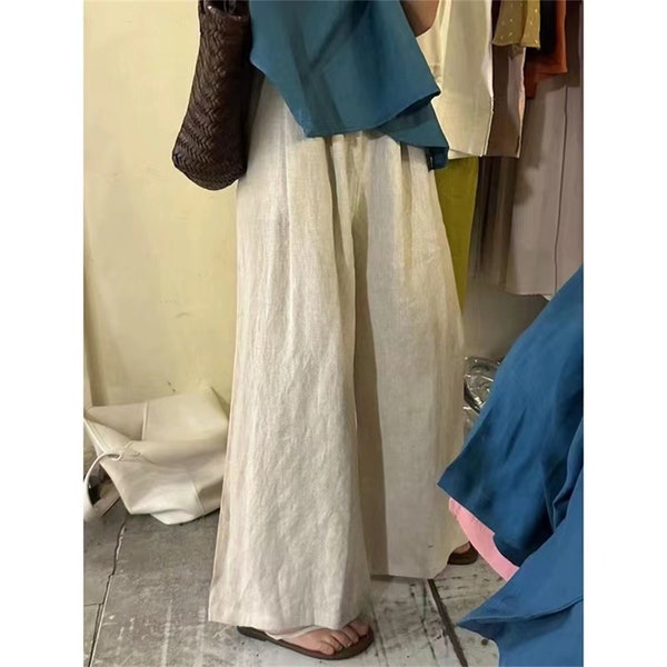 Wide linen pants woman,Summer Linen palazzo pants,Women's Trendy Fashion,Gift For Her