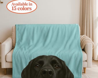 Black Lab Peeking Throw Blanket, Plush Dog Lover Gift