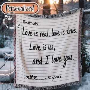 Liebeshinweis gewebte Decke, individuelle Paare Valentinstag Geschenk, personalisierte Decke, Freundin Jahrestag, Freund Geschenk, Hochzeitsgeschenk Decke