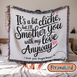 Lustige romantische Decke, personalisiertes Geschenk für Partner, ersticken Sie mit meiner Liebe werfen, Jahrestag Freund Freundin Decke