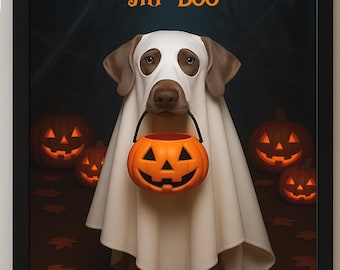 Custom Halloween Pet Portrait, From your Photo, Personalized Halloween Decor, Halloween Gift, Witch Dog Digital File, Ghost Dog Digital File