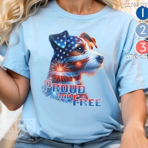 Jack Russell Terrier 4th of July Dog Shirt, American Flag Fireworks Tee, Patriotic Dog Mom or Dad Gift, Dog Lover Shirt for Mother&#39;s D