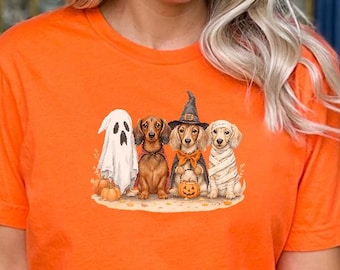 Dackel Halloween Shirt, süßes Hunde-Liebhaber-T-Shirt, lustiges Geisterhexe-Kürbis-Mama-T-Shirt, gruselige Jahreszeit Haustier-Besitzer Geschenk, Doxie Geburtstagsgeschenk