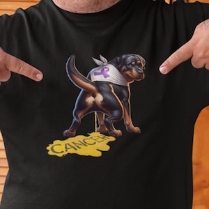 Funny Rottweiler Cancer Awareness Shirt, Anti Cancer Dog Sweatshirt, Purple Ribbon Pet Gift, Pee on Cancer Rottweiler Tee