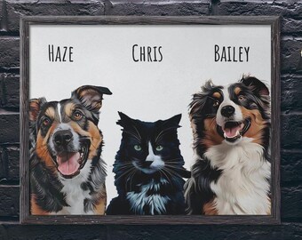 Haustier Portrait nach Foto vom Foto, personalisiertes Hundeportrait, Katzenportrait, digitale Tierkunst, Haustierportrait, Haustierportrait, Haustiergeschicht, Haustiergeschenk