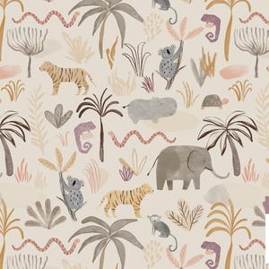 Junge Safari Muster, Tiger Nahtlose Datei für Stoff, Nahtloses Muster, Tropic Jungle Fabric Design, kommerzielle Lizenz, nicht exklusiv, boho