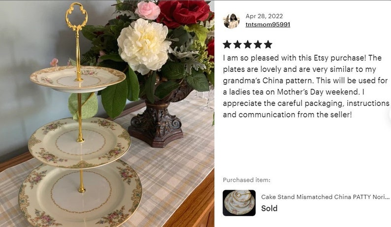 Cake Stand Matched China JULIA Noritake 3 Tier Vintage Plate Dessert image 5