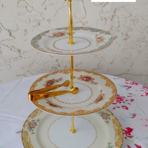 Cake Stand Matched China JULIA Noritake 3 Tier Vintage Plate Dessert image 6