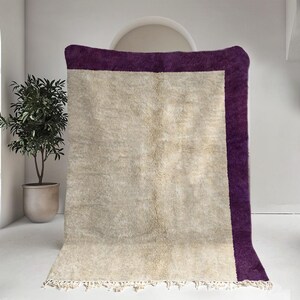 Purple Mid Century Modern Rug - Handmade Moroccan Berber Carpet - Living Room Design