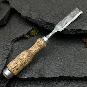 Hand Forged Bevel Edge Chisel - 52100 Carbon Steel Blade, Ergonomic Ash Handle. Wood Chisel for Carving. Woodworking Tool. Gift for Carver.