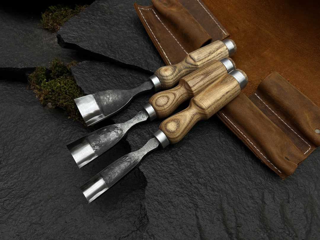 3-piece Hand Forged Wood Carving Gouge Set. 52100 Steel Blades ...
