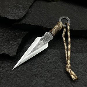 Throwing Knife – Hand-Forged 52100 Carbon Steel (8 cm / 3.15&quot;) | Paracord Handle | Leather Sheath Option | Balanced Thrower | Gift for Him