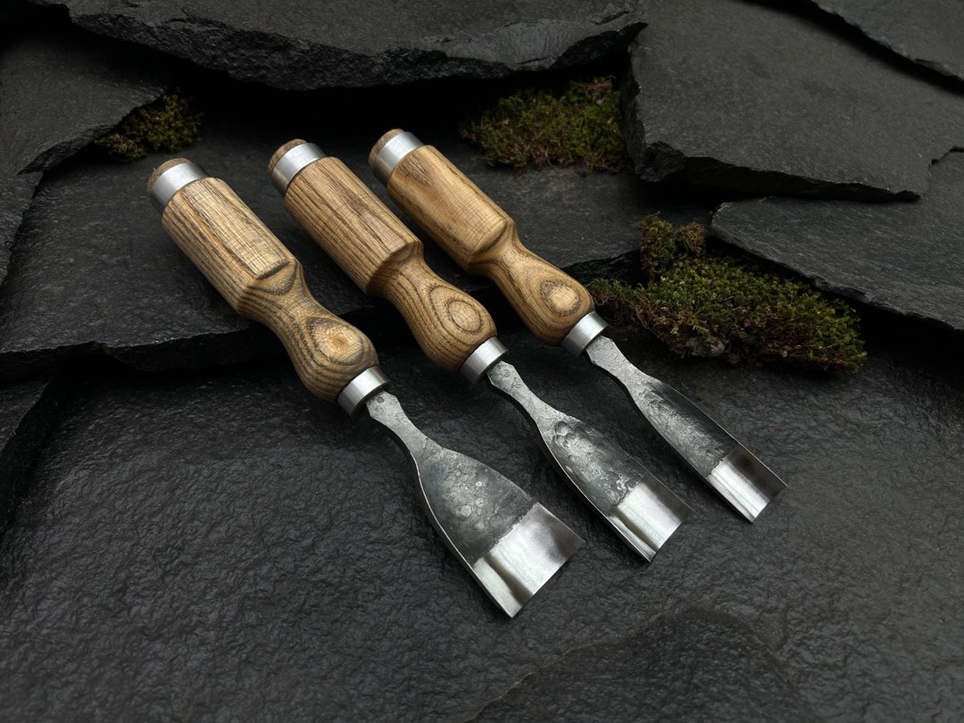 3-piece Forged Wood Carving Gouge Set. 52100 Steel Blades, Ergonomic ...