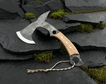 PremiumForge | Forged Camping Axe | Open Axe | Forged Straight Adze | Handmade Axe With Wooden Handle | Axe | 100% Handmade