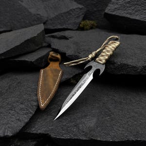 Throwing Knife - 52100 Carbon Steel Blade, Paracord Wrapped Handle. Hand Forged Tool for Camping. Ninja Kunai. Gift for Mom. PremiumForge