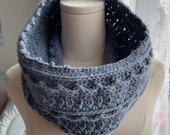 Crochet Cowl Neck warmer Scarf Gray