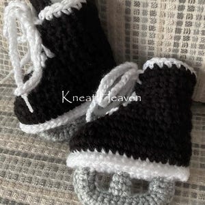 Crochet Hockey Skate Baby Booties, Handmade Newborn Footwear, Sports Fan Gift